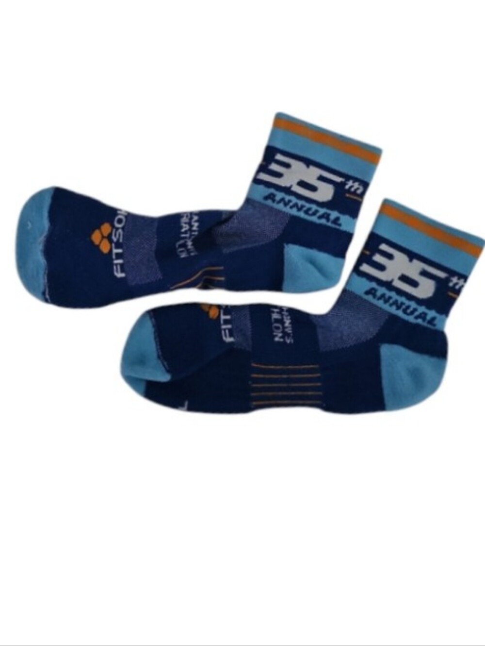 FitSok St Anthony's Triathlon 35th Annual Running Cycling Socks Blue Athletic